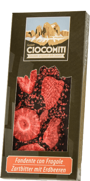 Ciocomiti Zartbitter mit Erdbeeren Schokoladentafel