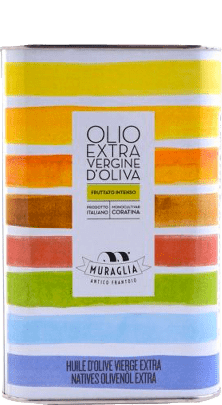 Olio Extra Vergine Fruttato Medio Lattina Arcobaleno Regenbogen Kanister Frantoio Muraglia