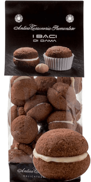 I Baci di Dama aus Kakao mit weißer Creme Antica Torroneria Piemontese